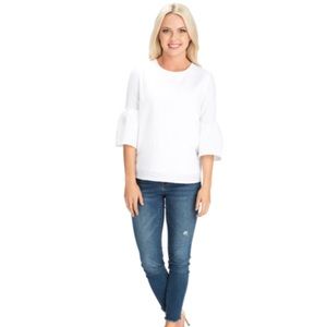 Rachel Parcell White Ruffle Top Sz S